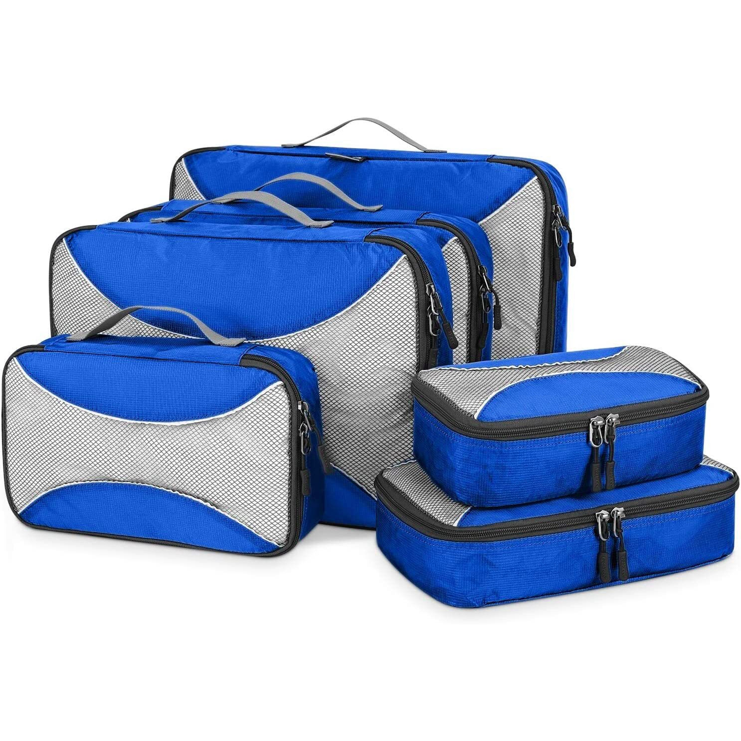 Lyrovo 6 Set Packing Polyester Cubes Various Sizes Travel Luggage Clothes And Undergarment Organizer Bags Set For Men And Women (1S+2M+2L+1Xl, Blue)