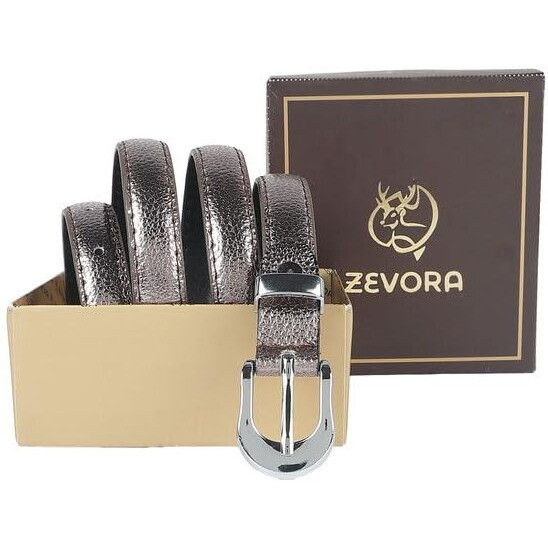 Zevora Metalic Grey Women's Leather Belt