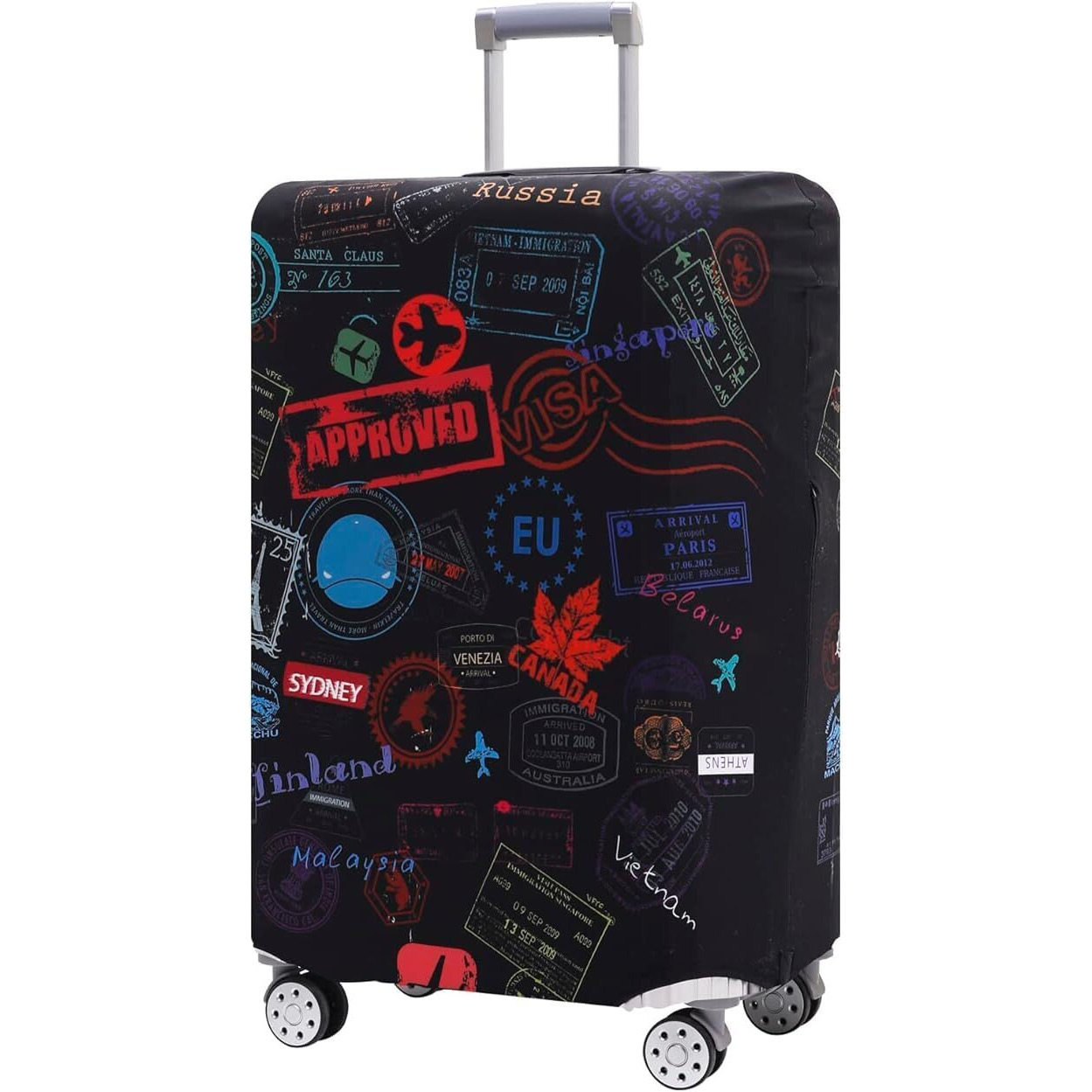 Handcuffs Polyester Luggage Cover Trolley Travel Covers Washable Dust Proof Anti-Scratch Suitcase Protector (X-Large), Black