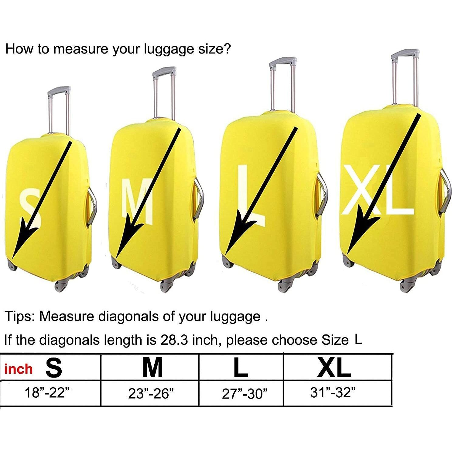 Handcuffs Polyester Luggage Cover Trolley Travel Covers Washable Dust Proof Anti-Scratch Suitcase Protector (X-Large), Black