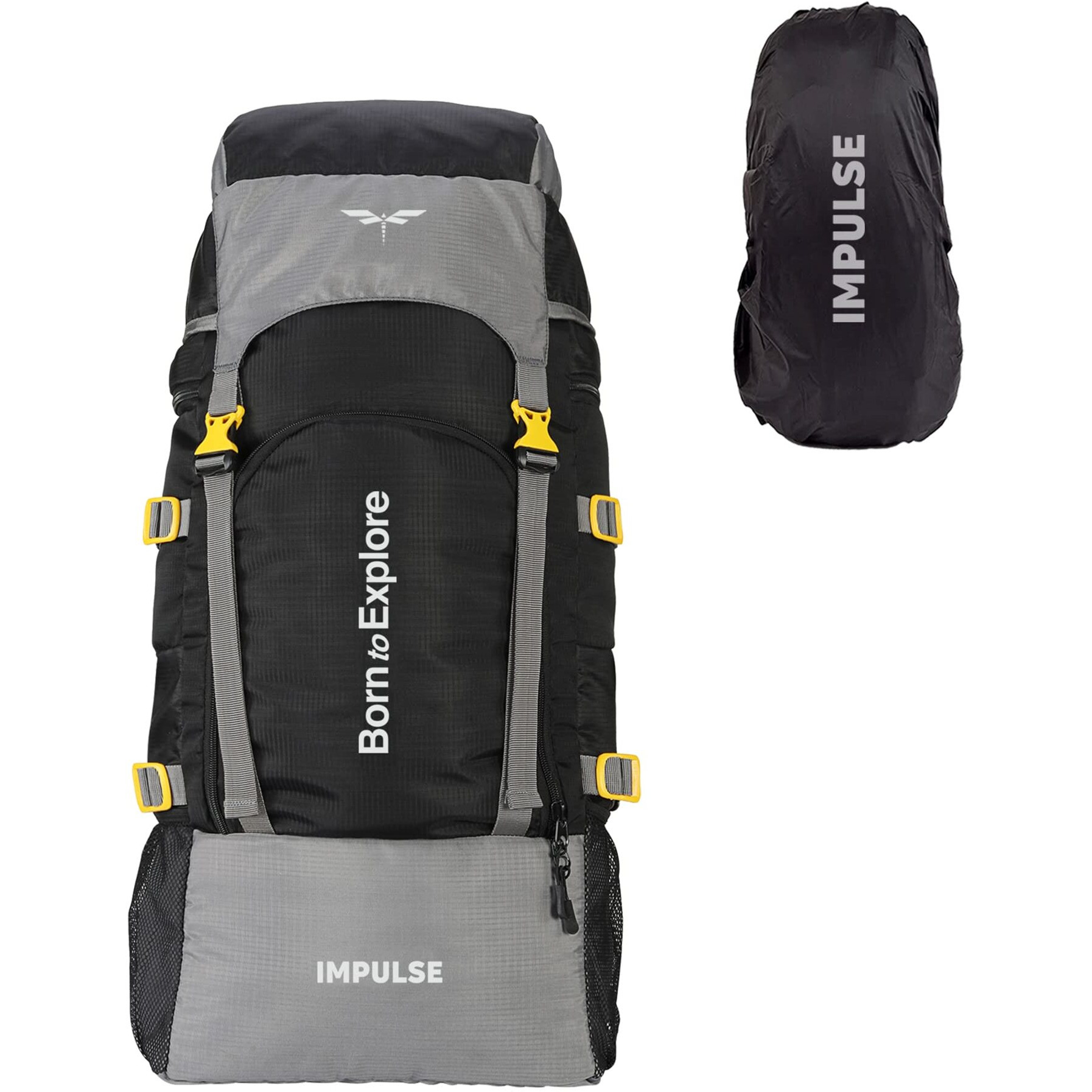 Impulse Rucksack Bags 60 Litres Travel Bag For Men Tourist Bags For Travel Backpack For Hiking Trekking Bag For Men Camping Keep Discovering Light Black With 1 Year Warranty One Size