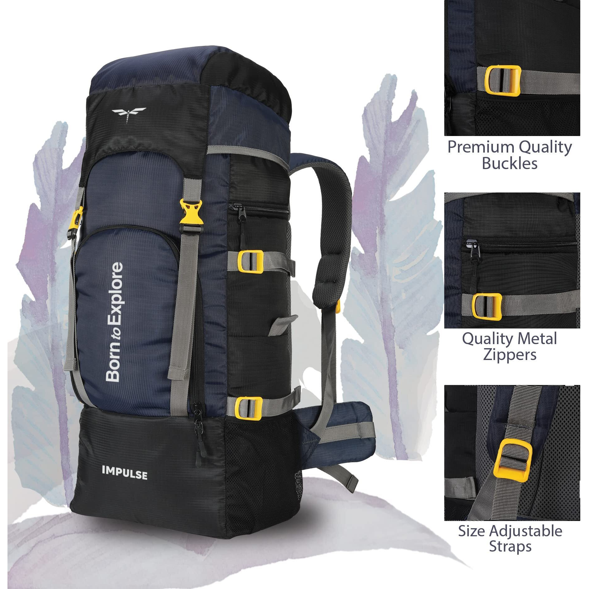 Impulse Rucksack Bag 60 Litres Travel Bag For Travel Backpack For Hiking Trekking Tourist Bag For Men Camping Keep Discovering Light Blue With 1 Year Warranty