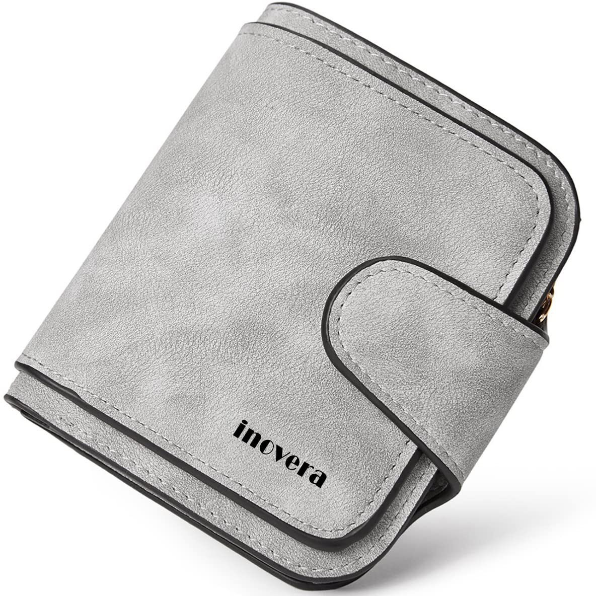 Inovera (Label) Faux Leather Women's Tri-Fold Fashion Card Coin Holder Small Purse Clutch Wallet (Kk29) - Grey