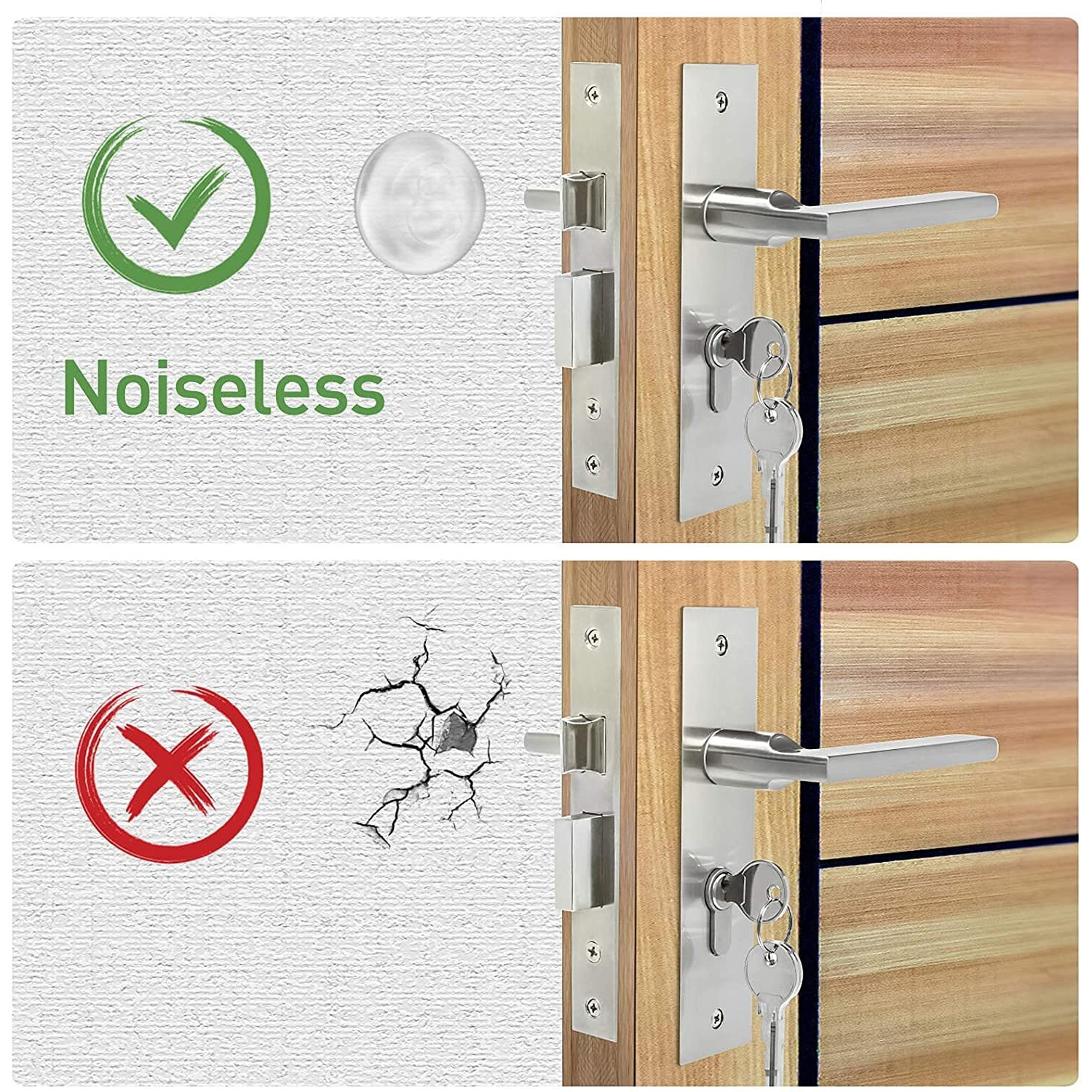Hsr Door Knob Wall Protector 6Pcs Transparent Round Silicone Door Handle Bumper For Doorknobs, Headboard, Refrigerator Door, Cabinets