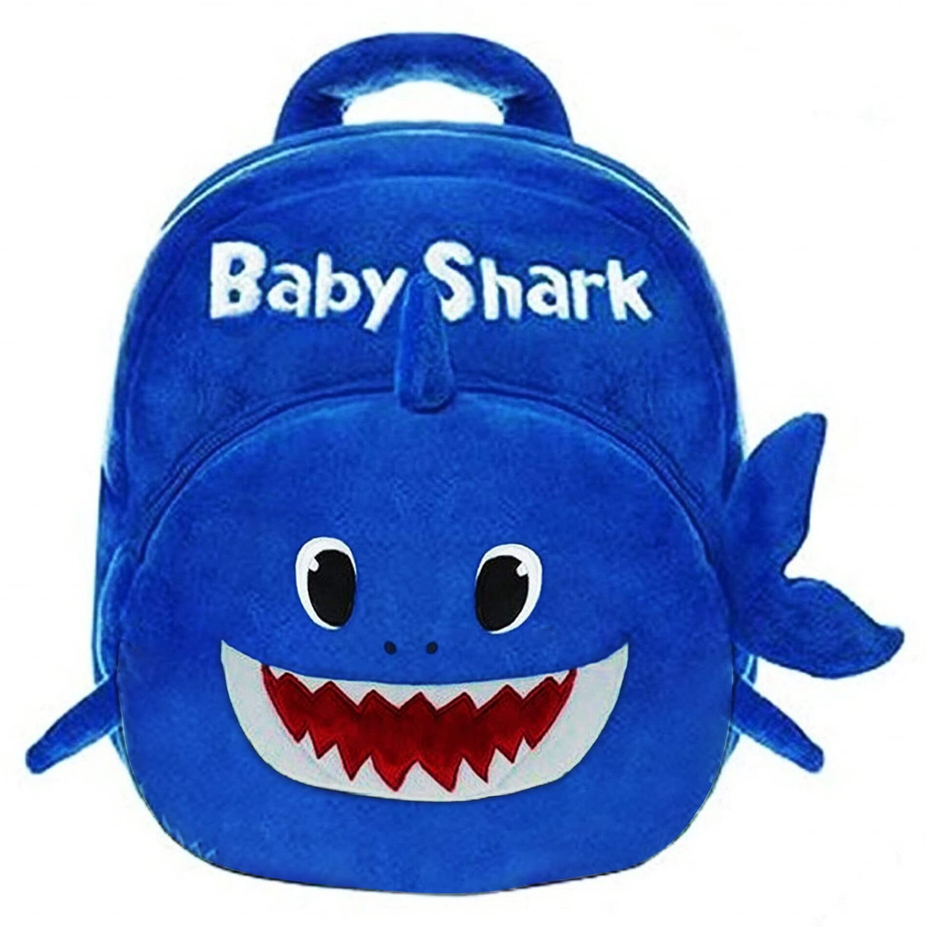 Frantic 2-Pocket Velvet Material Blue Shark School Bag Backpacks Boys Girls Baby For 2 To 5 Years Baby/Boys/Girls Nursery, Preschool, Picnic(Babyblueshark.)
