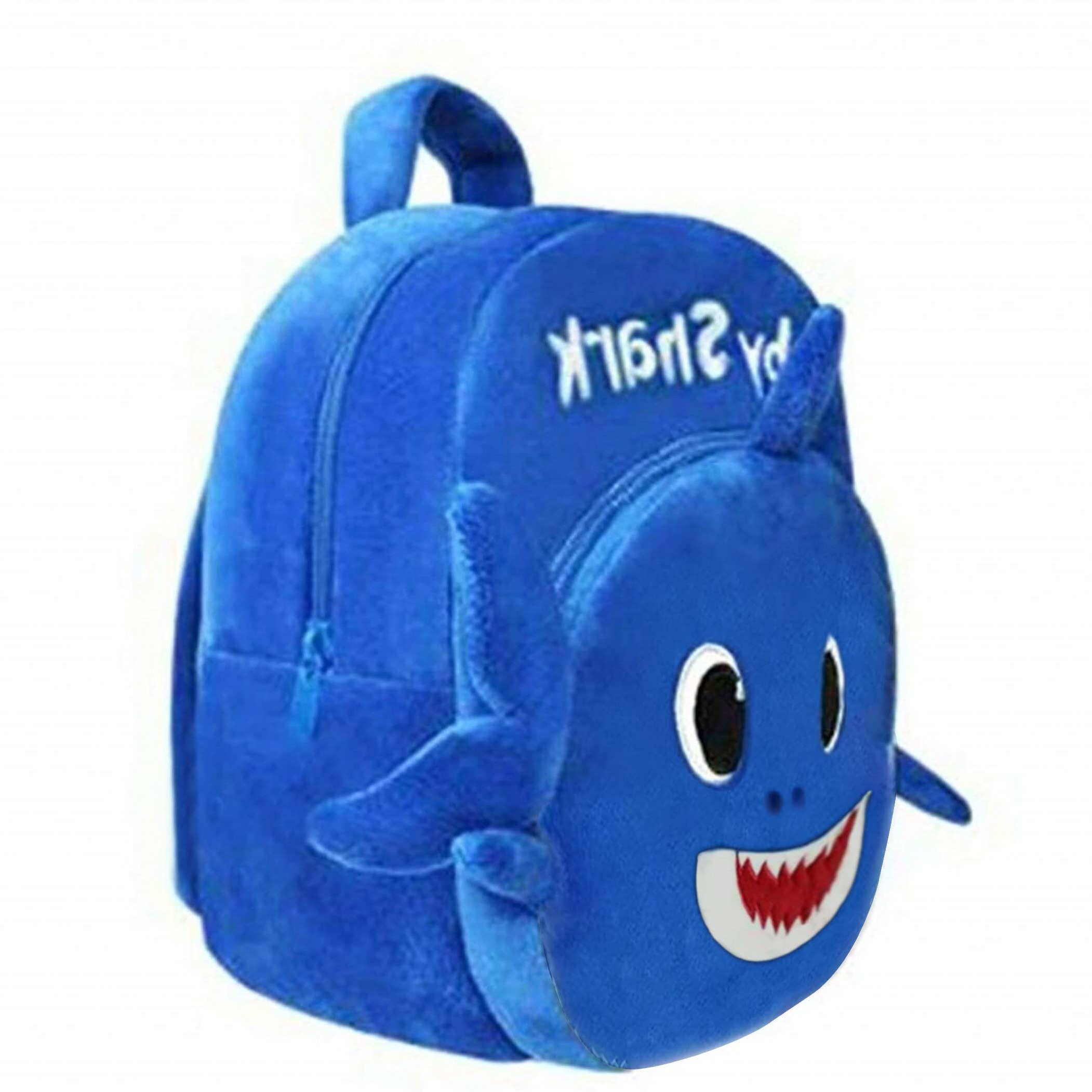 Frantic 2-Pocket Velvet Material Blue Shark School Bag Backpacks Boys Girls Baby For 2 To 5 Years Baby/Boys/Girls Nursery, Preschool, Picnic(Babyblueshark.)