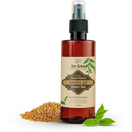 Nat Habit Green Tea Conditioning Methi Jal -Hair Serum, Hair Spray For Hair Growth, Hairfall Control With Apple Cider Vinegar,Methi,Green Tea & Herbs 200Ml