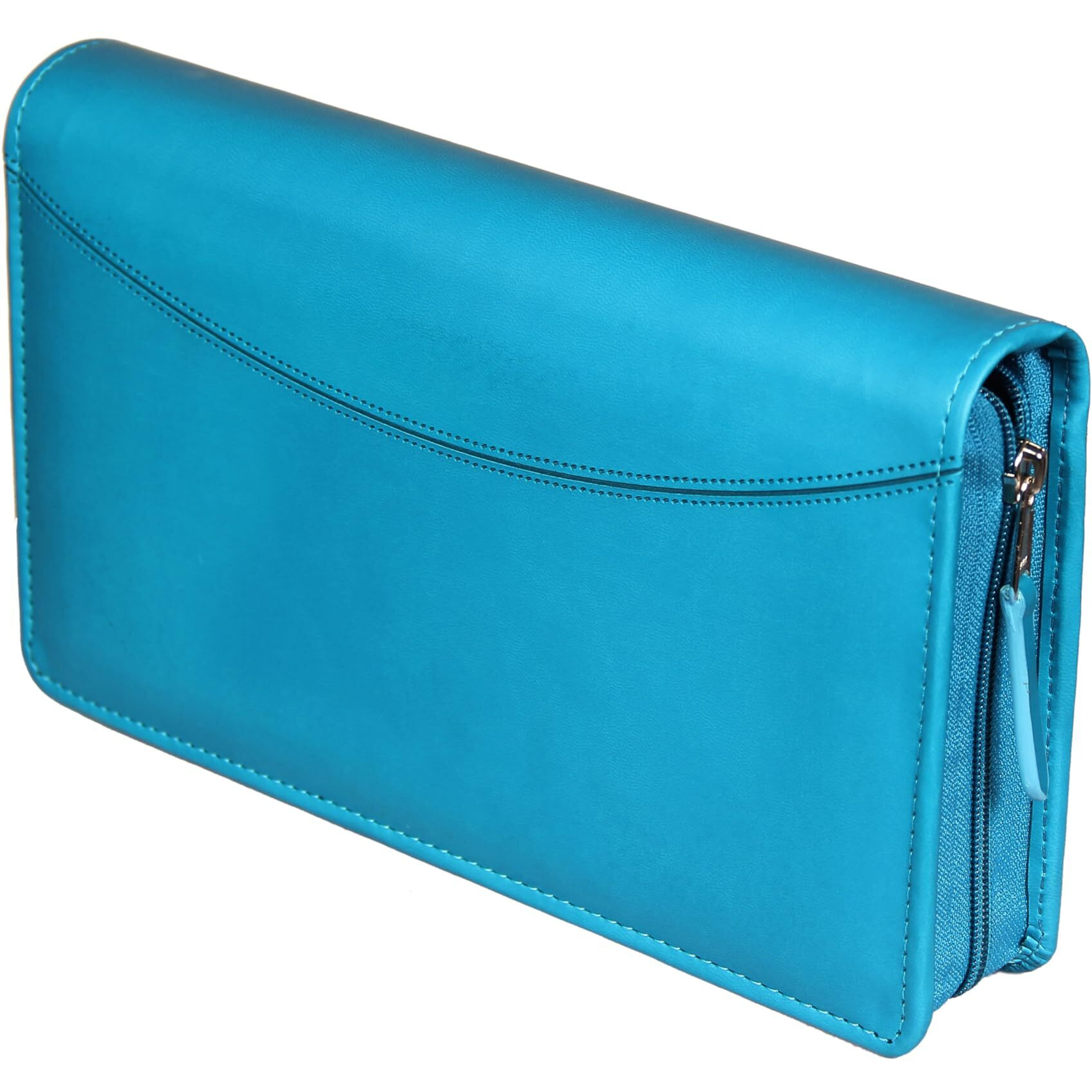 Sukeshcraft Multiple Cheque Book Holder | Original Pu Holds Upto 8 Cheque Books, Locker Key Hook, 2 Photo Slots, 1 Pin-Sim Slot, 13 Credit/Debit Card Slots With Matching Zipper (Pu -Sea Green)