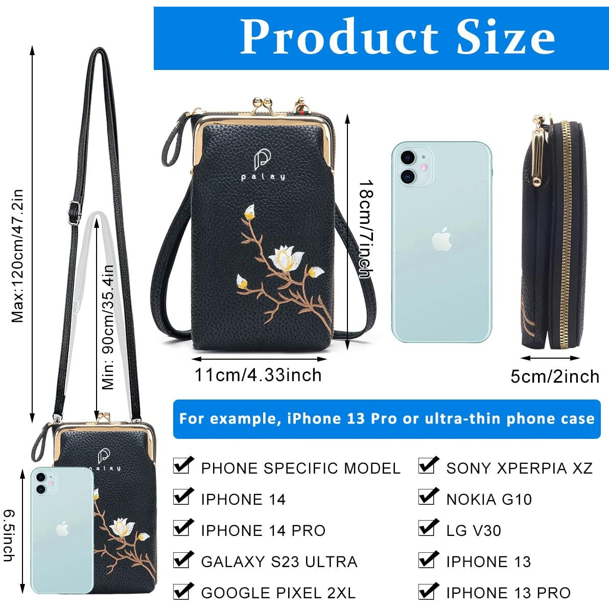 Palay Women Crossbody Phone Bags For Mobile Cell Phone Holder Pocket Wallet Pu Leather Sling Wallet For Women Girls Ladies Mini Shoulder Bags With Credit Card Slots
