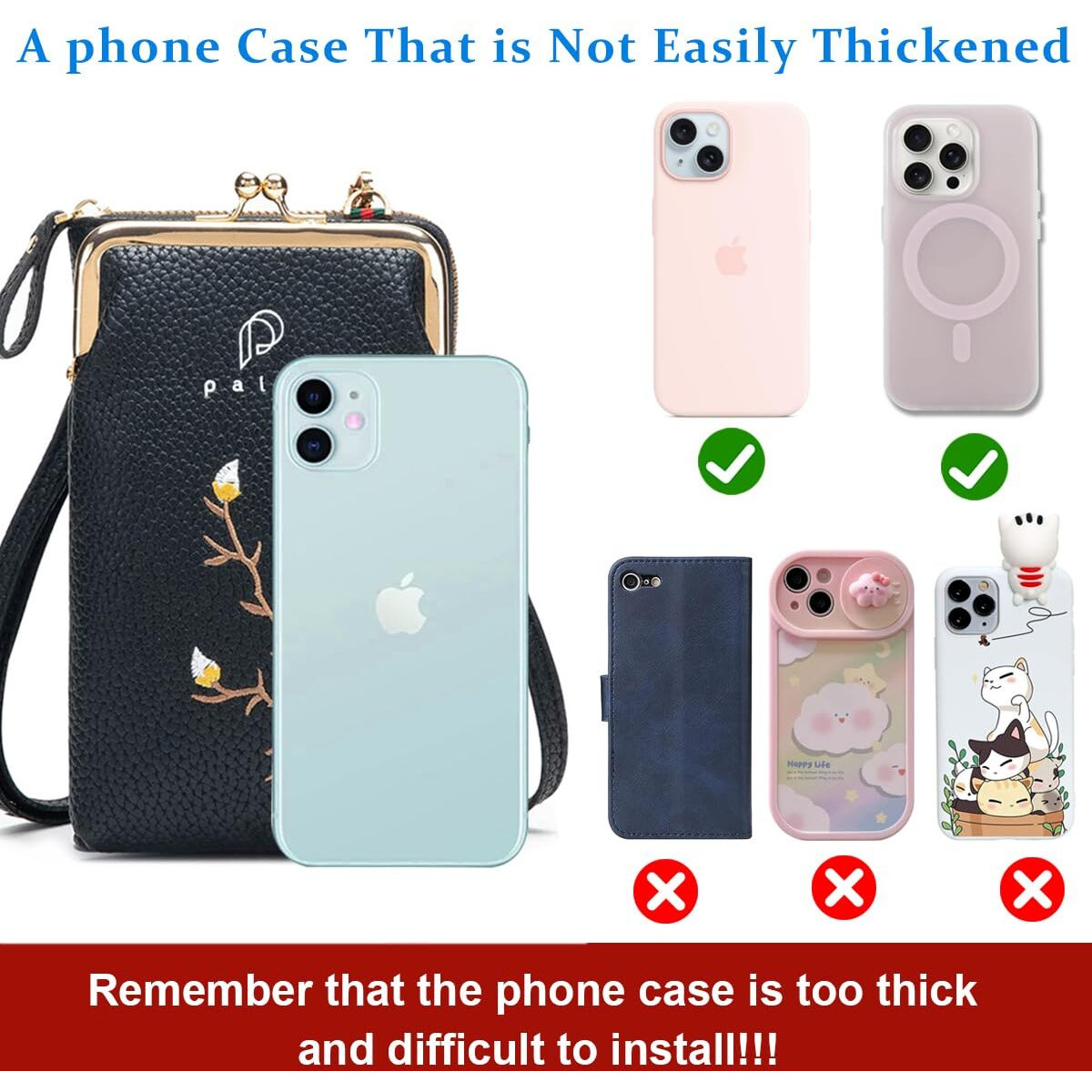 Palay Women Crossbody Phone Bags For Mobile Cell Phone Holder Pocket Wallet Pu Leather Sling Wallet For Women Girls Ladies Mini Shoulder Bags With Credit Card Slots