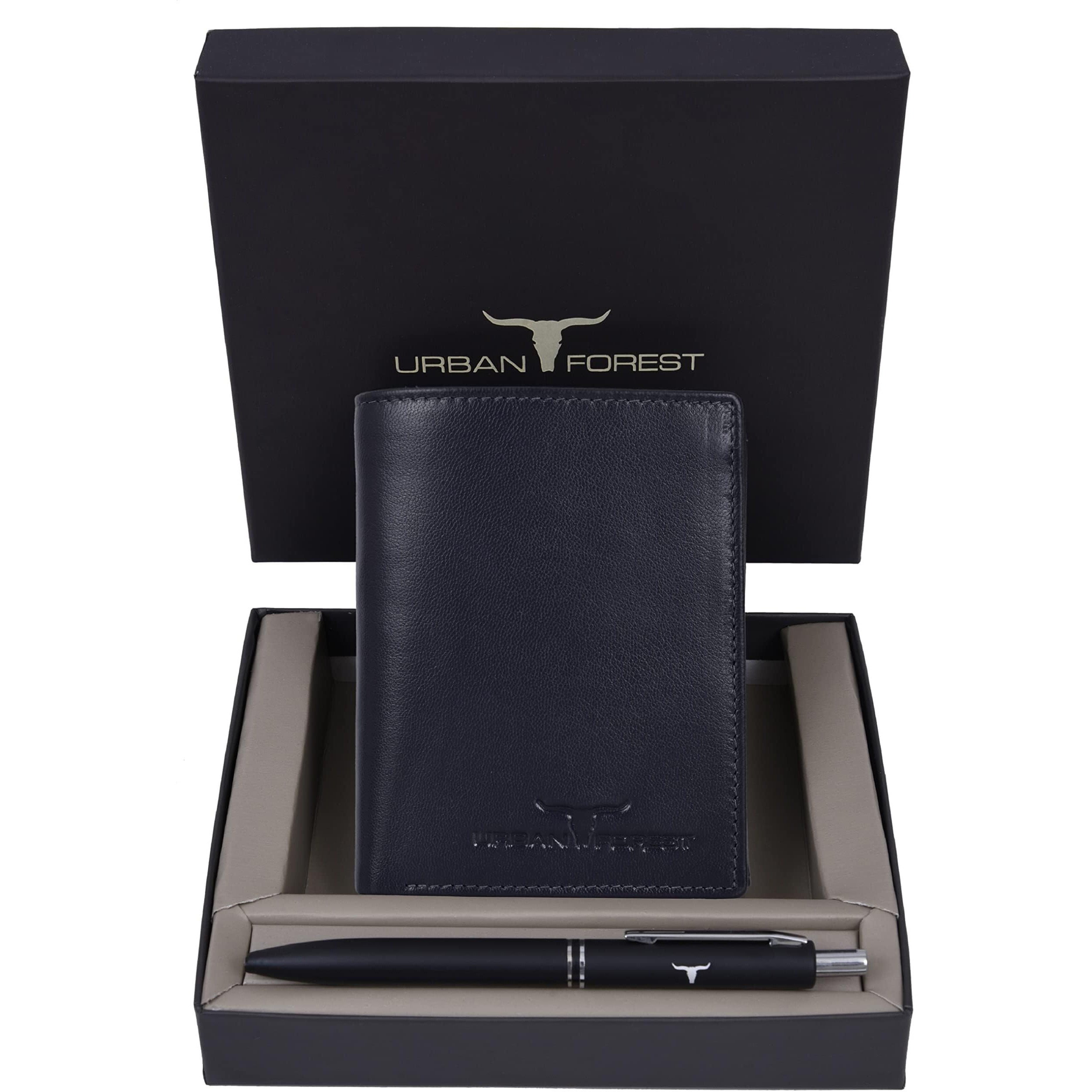Urban Forest Toronto Dark Blue Leather Wallet & Pen Combo For Men