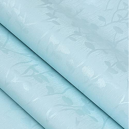 Wolpin Wall Stickers Botanical Wallpaper For Home Butterfly Leaves (45 X 600 Cm) Living Room Kids Bedroom Decoration Embossed Self Adhesive Nature Diy, Blue