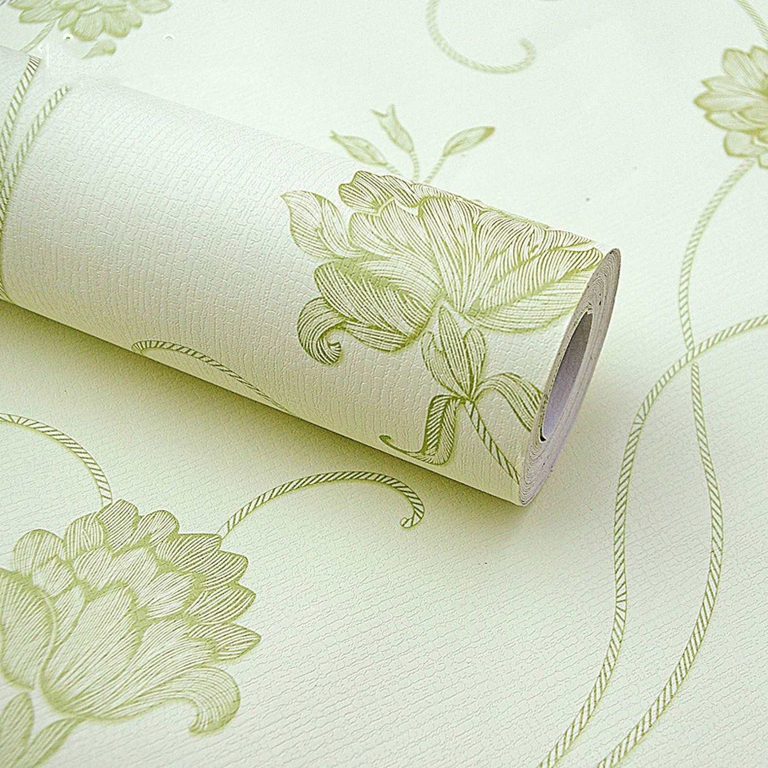 Wolpin Wall Stickers Pvc Wallpaper For Home Diy Green Vines Waterproof Decals (45 Cm X 10 M) Self Adhesive, Green
