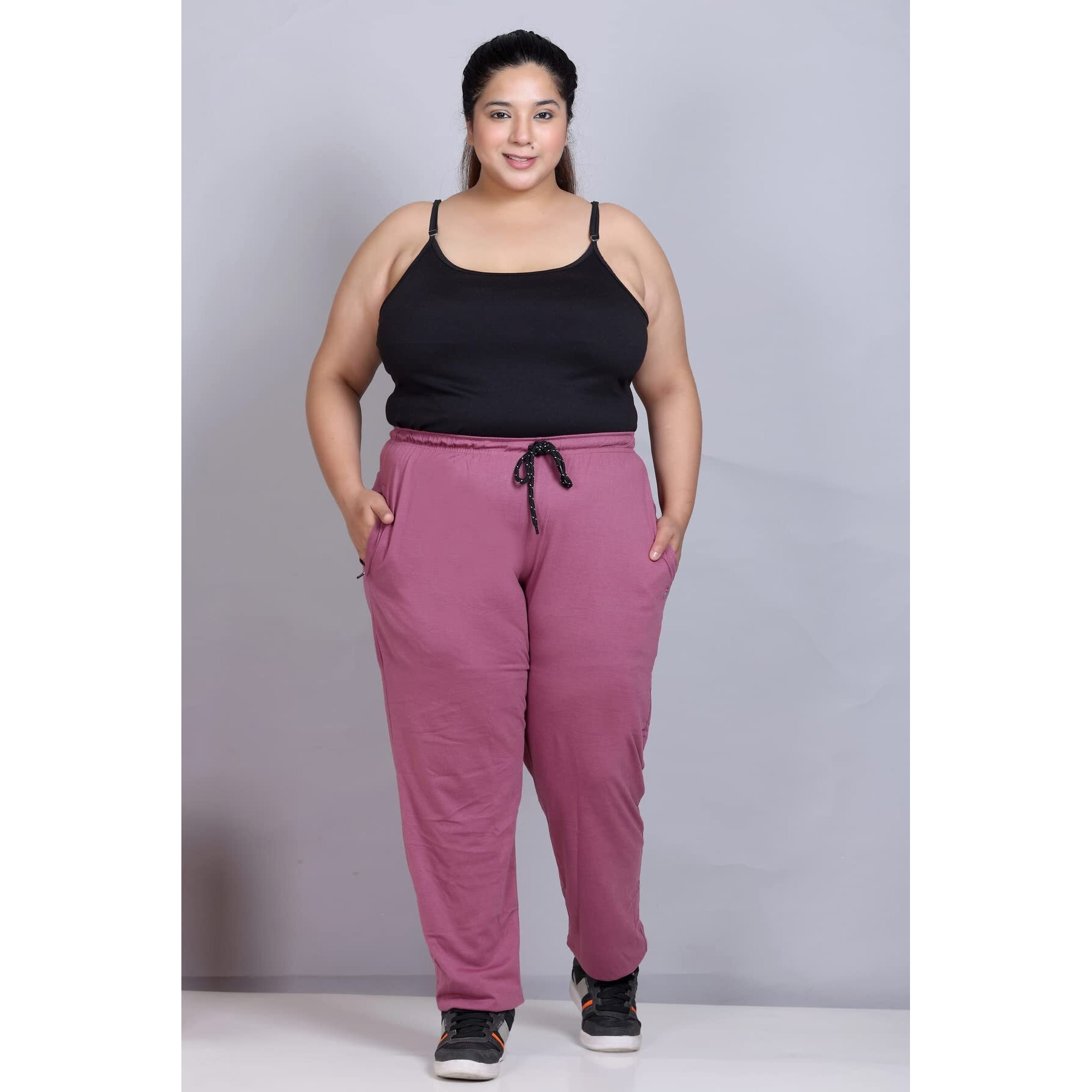 Cupid Women Regular Fit Plain Cotton Sports N Gym Lowers, Trousers, Track Pant, Lounge N Night Wear, Pyjamas For Ladies - Mauve, X-Large