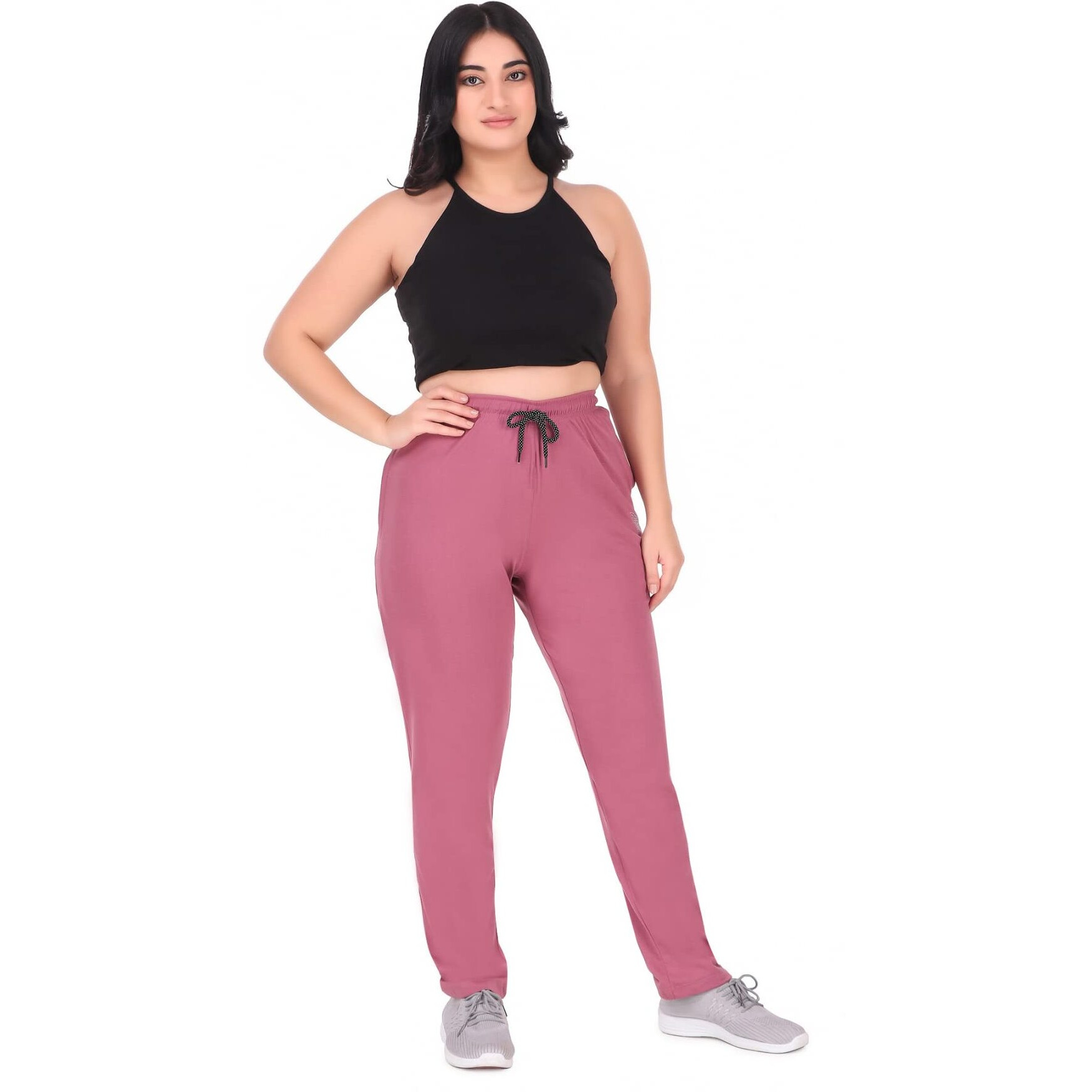 Cupid Women Regular Fit Plain Cotton Sports N Gym Lowers, Trousers, Track Pant, Lounge N Night Wear, Pyjamas For Ladies - Mauve, X-Large