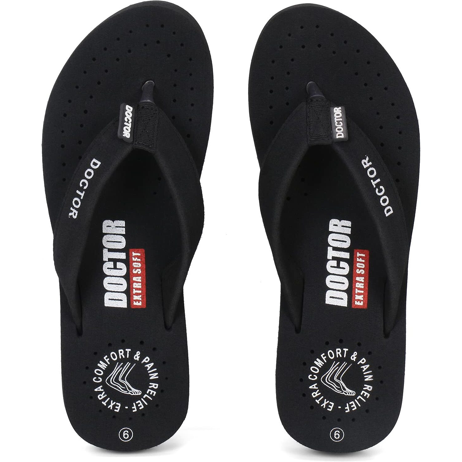Doctor Extra Soft Women's Care Orthopaedic Diabetic Comfortable Mcr Flip-Flop Slippers D-16-Feelgood-Black-8Uk