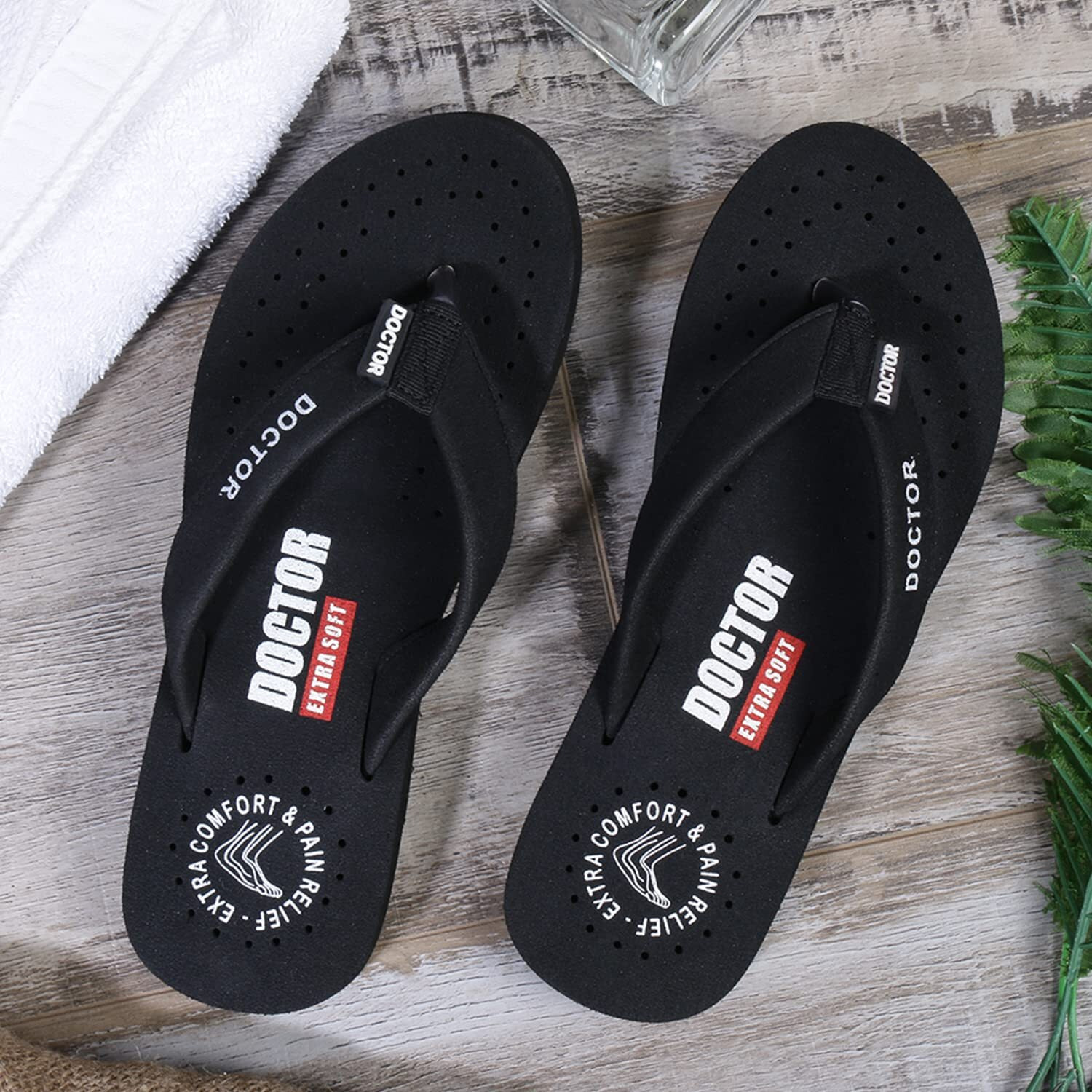 Doctor Extra Soft Women's Care Orthopaedic Diabetic Comfortable Mcr Flip-Flop Slippers D-16-Feelgood-Black-8Uk