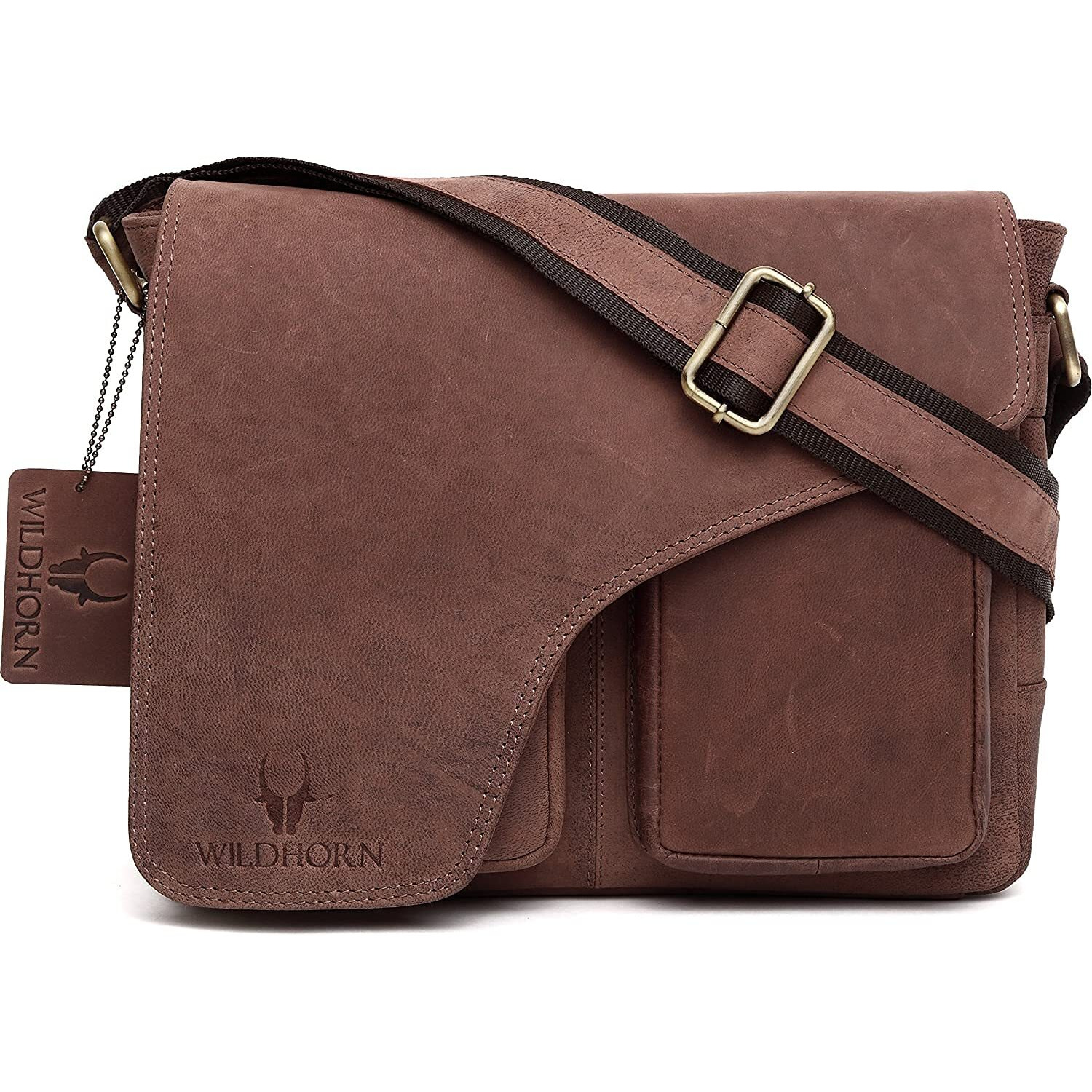 Wildhorn Leather Messenger Bag For Men I Handcrafted I Adjustable Strap I DimensionL- 11 Inch H-9.5 Inch W- 3 Inch