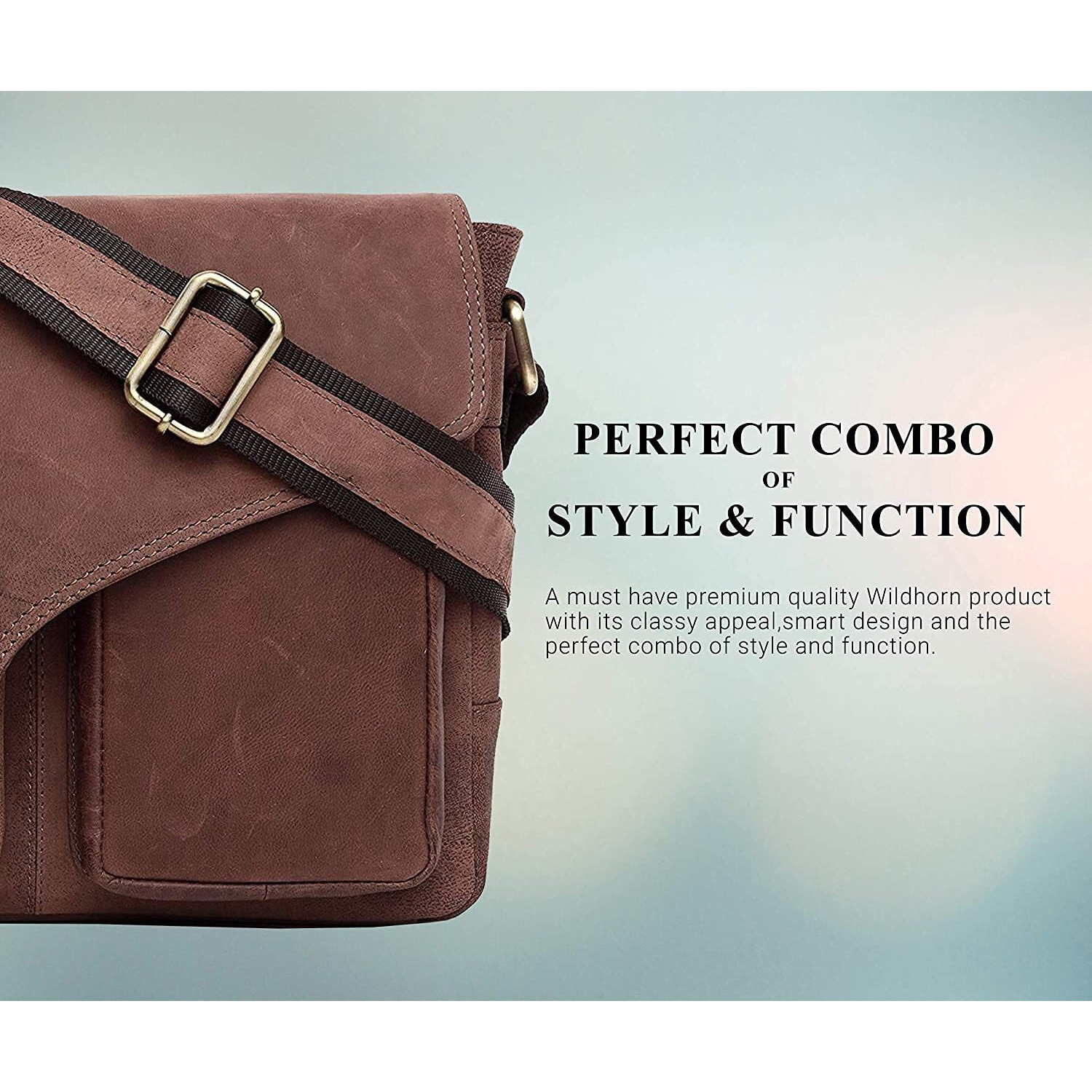 Wildhorn Leather Messenger Bag For Men I Handcrafted I Adjustable Strap I DimensionL- 11 Inch H-9.5 Inch W- 3 Inch