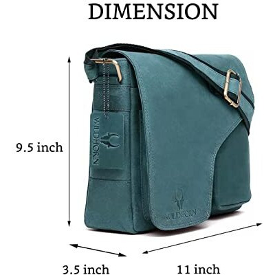Wildhorn Leather Messenger Bag For Men I Handcrafted I Adjustable Strap I DimensionL- 11 Inch H-9.5 Inch W- 3 Inch