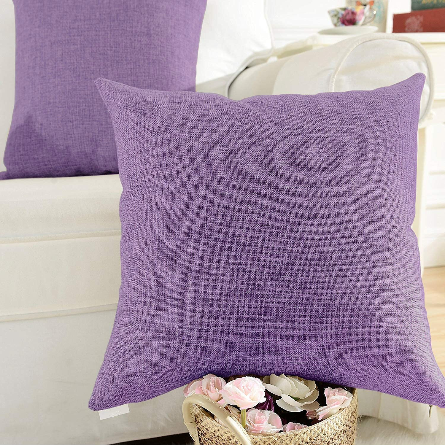 Khooti Jute Cushion Cover, 12 X 12 Inches / 30 X 30 Cm (Onion)(Pack Of 2)