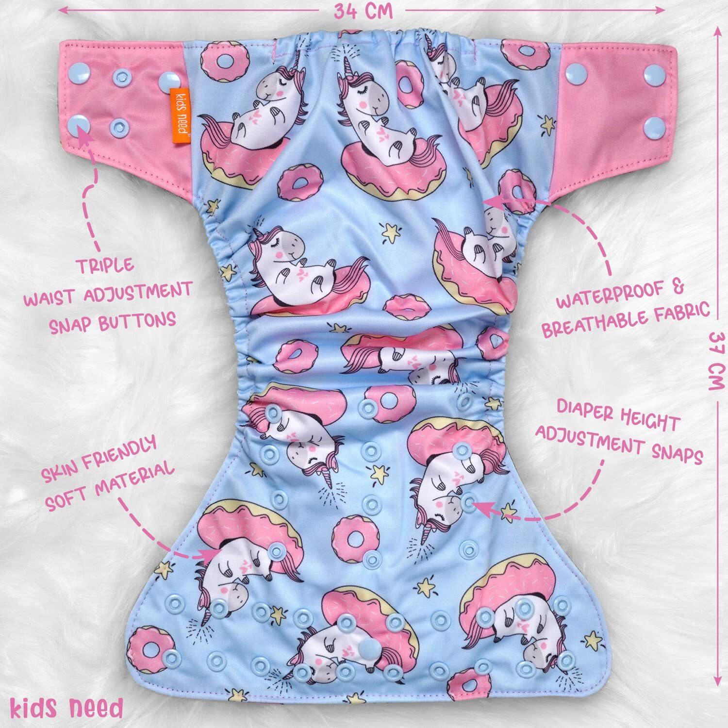 Kids Need Side Leakage Proof Cloth Diapers For Babies 0 To 3 Years Combo High Absorbent 2 Reusable Diaper 2 Insert Pack (5-18Kg) Washable Diapers Pocket Liners Cover Adjustable Free Size 23