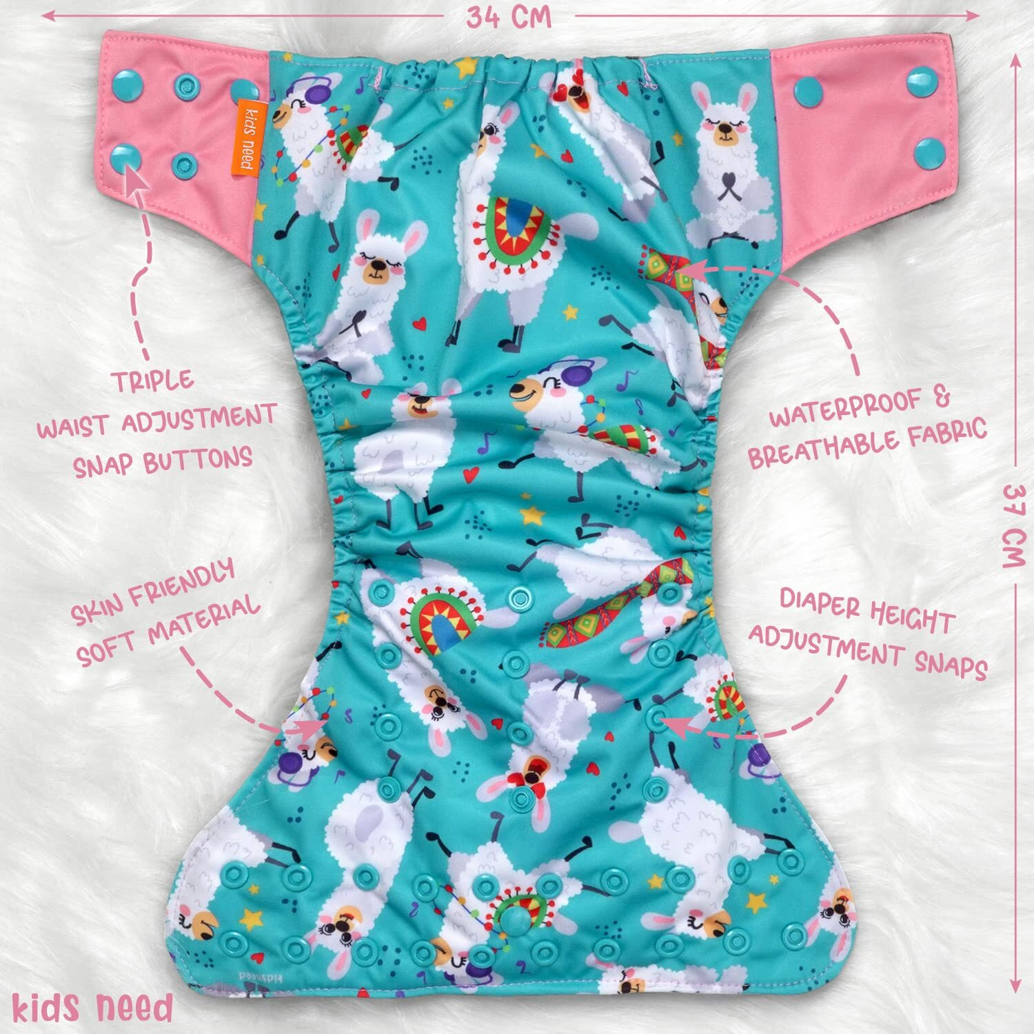 Kids Need Side Leakage Proof Cloth Diapers For Babies 0 To 3 Years Combo High Absorbent 2 Reusable Diaper 2 Insert Pack (5-18Kg) Washable Diapers Pocket Liners Cover Adjustable Free Size 25