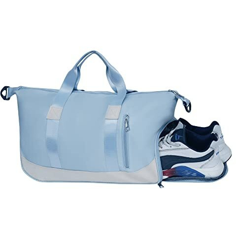 Furn Aspire Gym Bag For Women And Men Durable Training Fitness Travel Duffel Handbag With Shoes Compartment And Wet Pocket Lightweight Gymbag (E). Light Blue