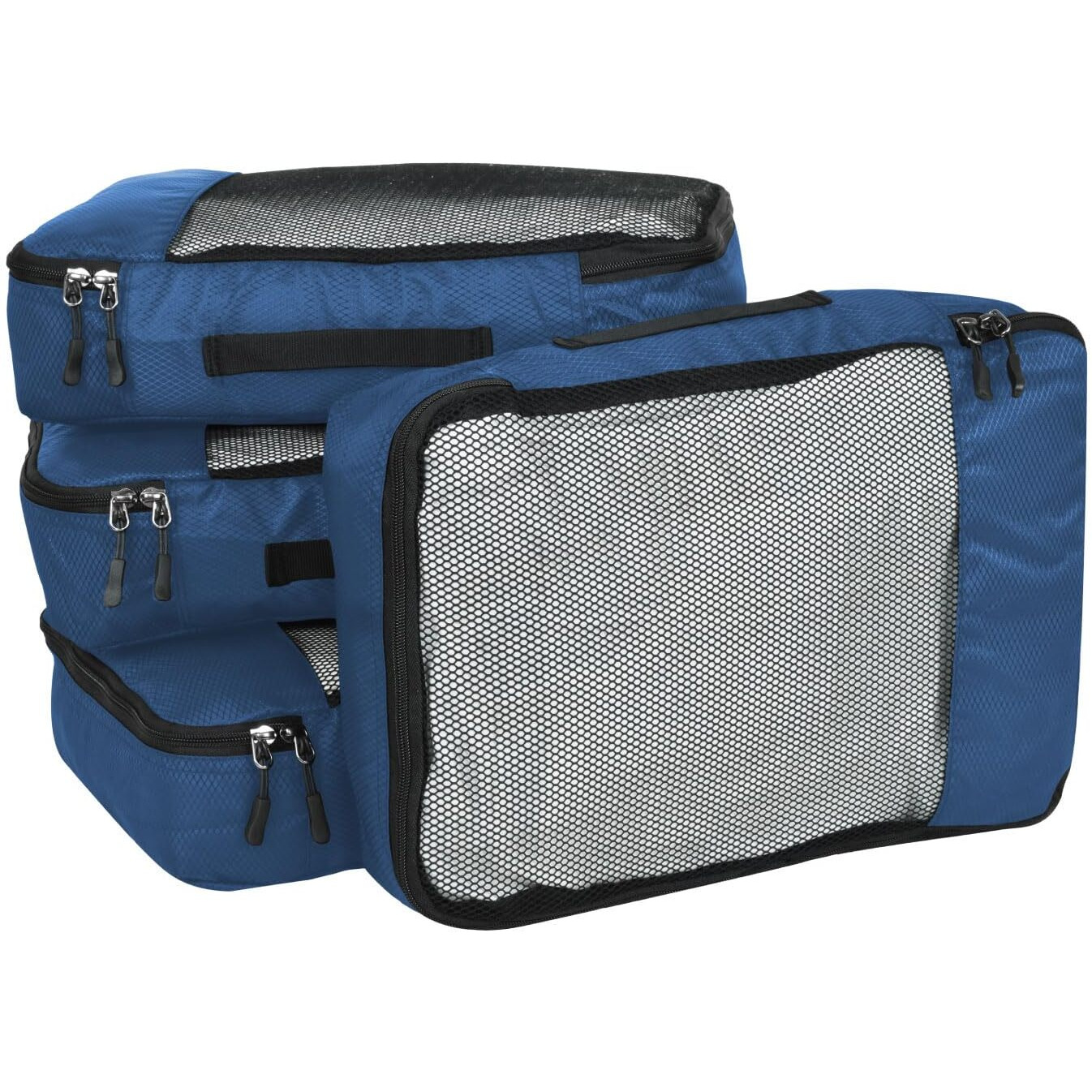 Fatmug Polyester Packing Cubes/Travel Pouch/Bag Suitcase Luggage Organiser Set Of 4-Medium Size (Navy Blue)