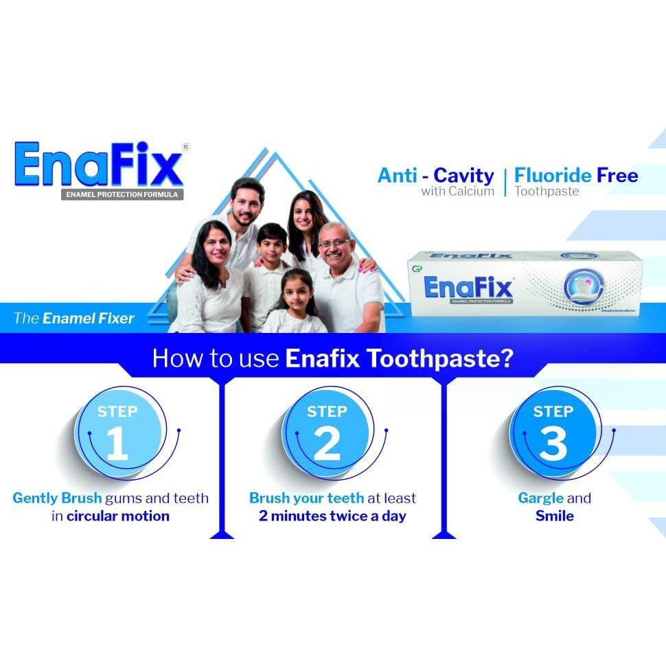 Enafix Anti Cavity Toothpaste | Fluoride Free Toothpaste With Calcium And Phosphate For Enamel Remineralisation And Fighting Tooth Decay (Pack Of 6) 70G Each, Enamel Protection