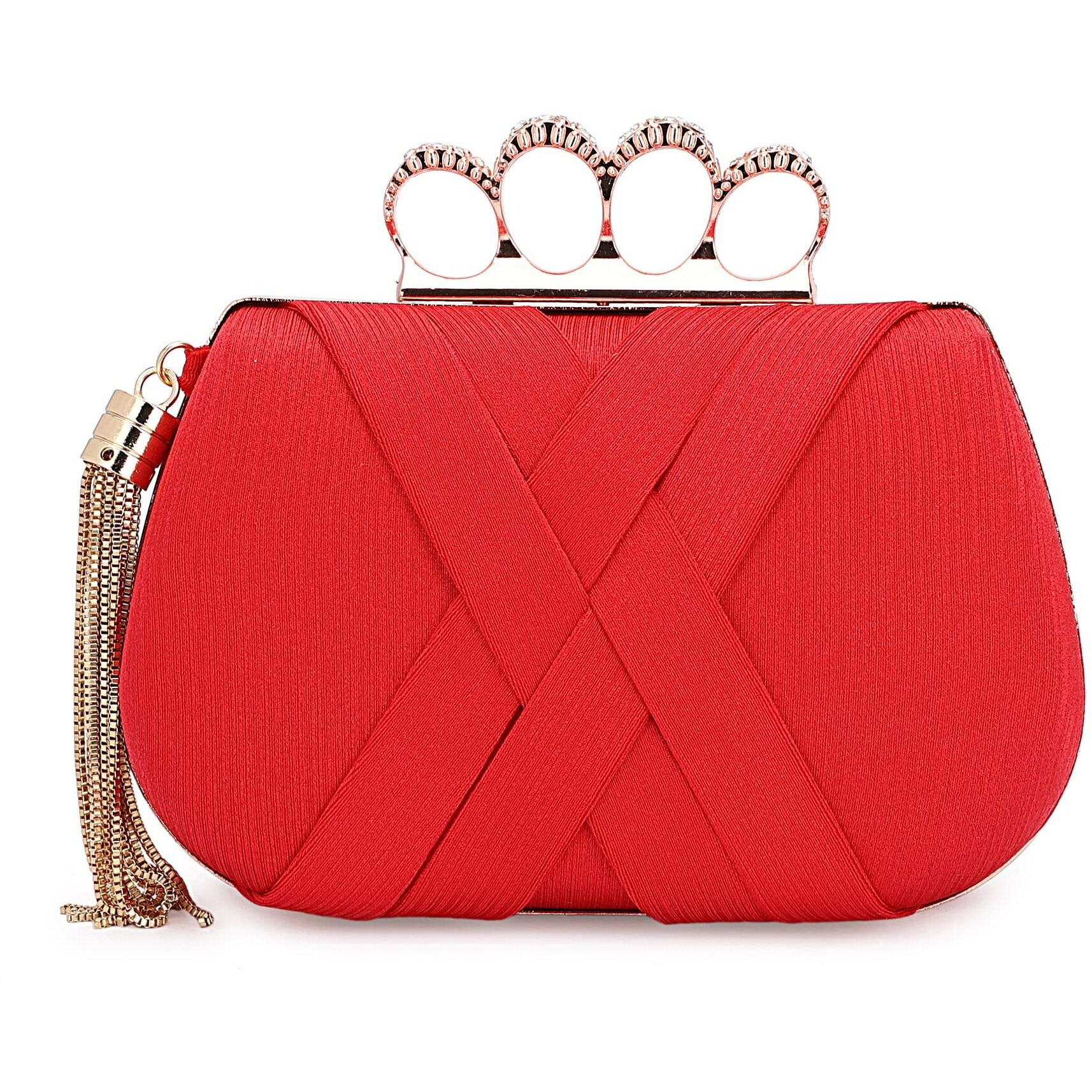 Tooba Handicraft Hand Beautiful Bling Box Clutch Bag 4 Ring Purse For Bridal, Casual, Wedding Bag For Women & Girls Bag For Women