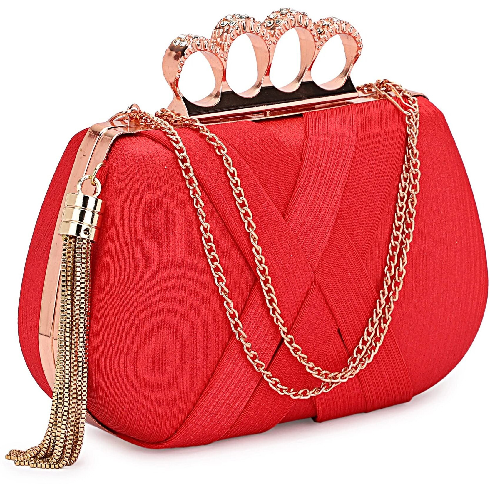 Tooba Handicraft Hand Beautiful Bling Box Clutch Bag 4 Ring Purse For Bridal, Casual, Wedding Bag For Women & Girls Bag For Women