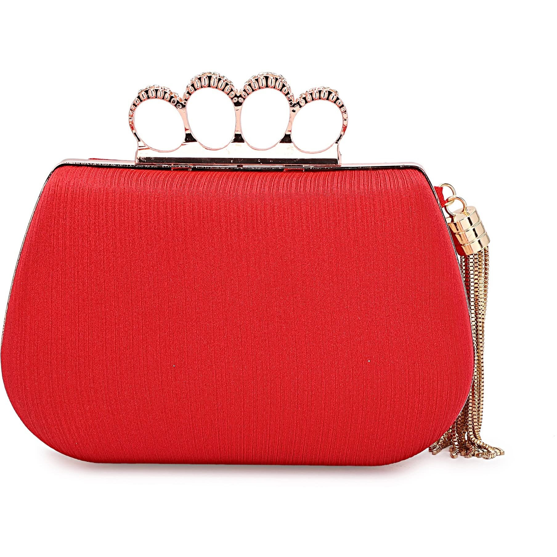 Tooba Handicraft Hand Beautiful Bling Box Clutch Bag 4 Ring Purse For Bridal, Casual, Wedding Bag For Women & Girls Bag For Women