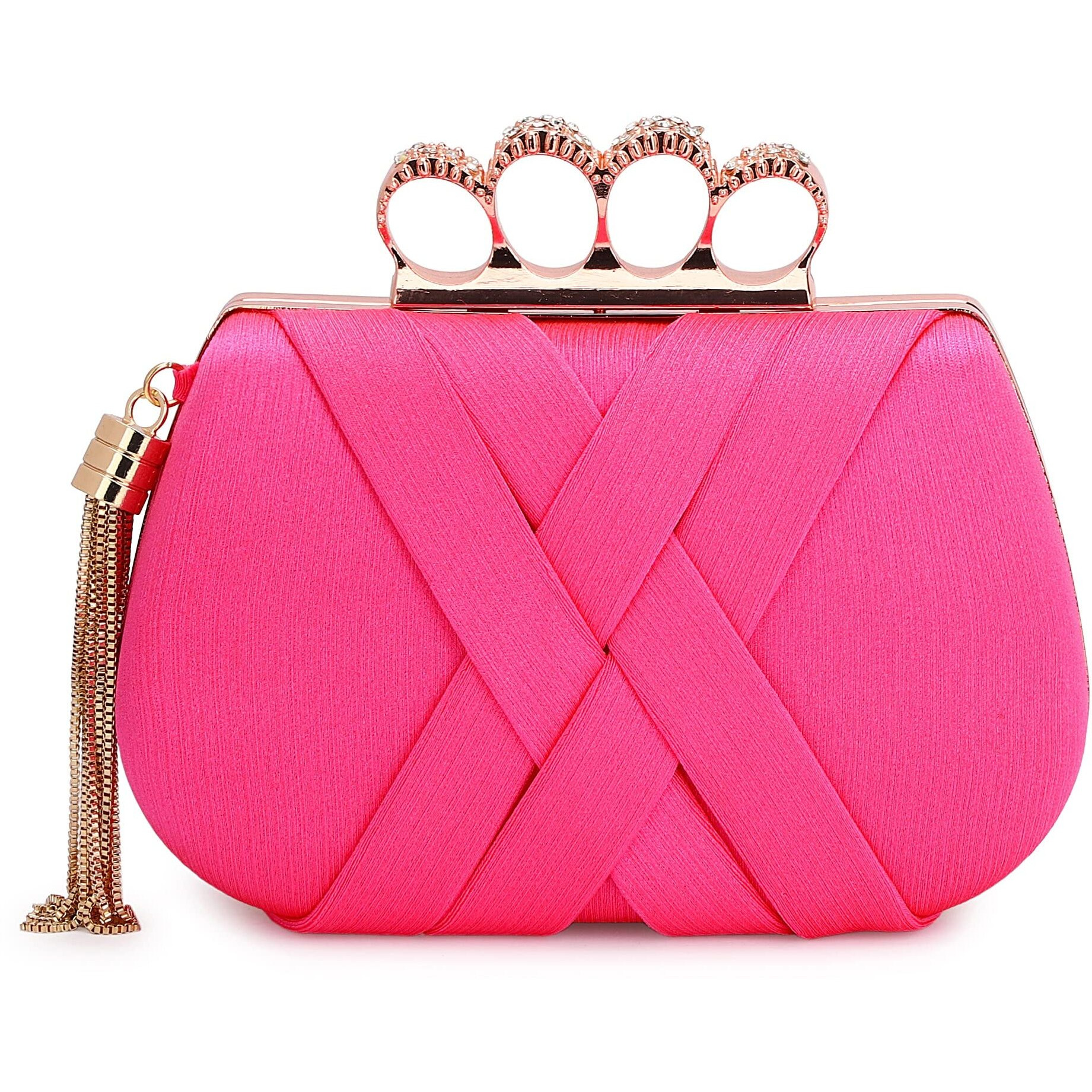 Tooba Handicraft Hand Beautiful Bling Box Clutch Bag 4 Ring Purse For Bridal, Casual, Wedding Bag For Women & Girls Bag For Women