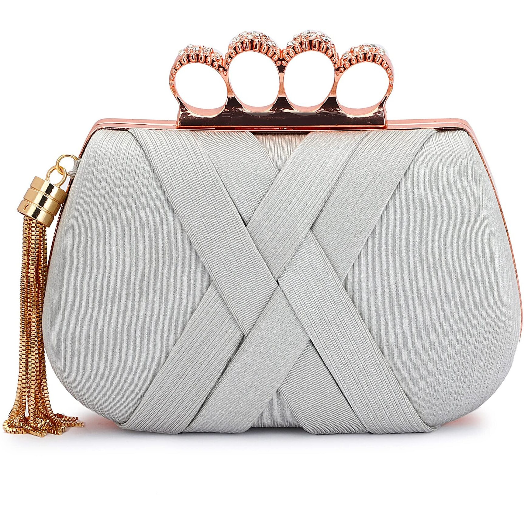 Tooba Handicraft Hand Beautiful Bling Box Clutch Bag 4 Ring Purse For Bridal, Casual, Wedding Bag For Women & Girls Bag For Women