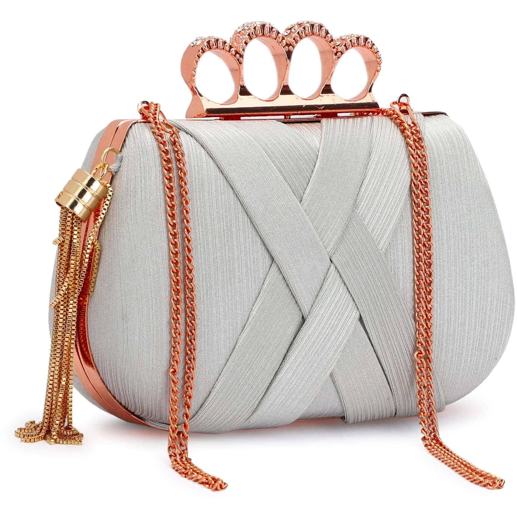 Tooba Handicraft Hand Beautiful Bling Box Clutch Bag 4 Ring Purse For Bridal, Casual, Wedding Bag For Women & Girls Bag For Women