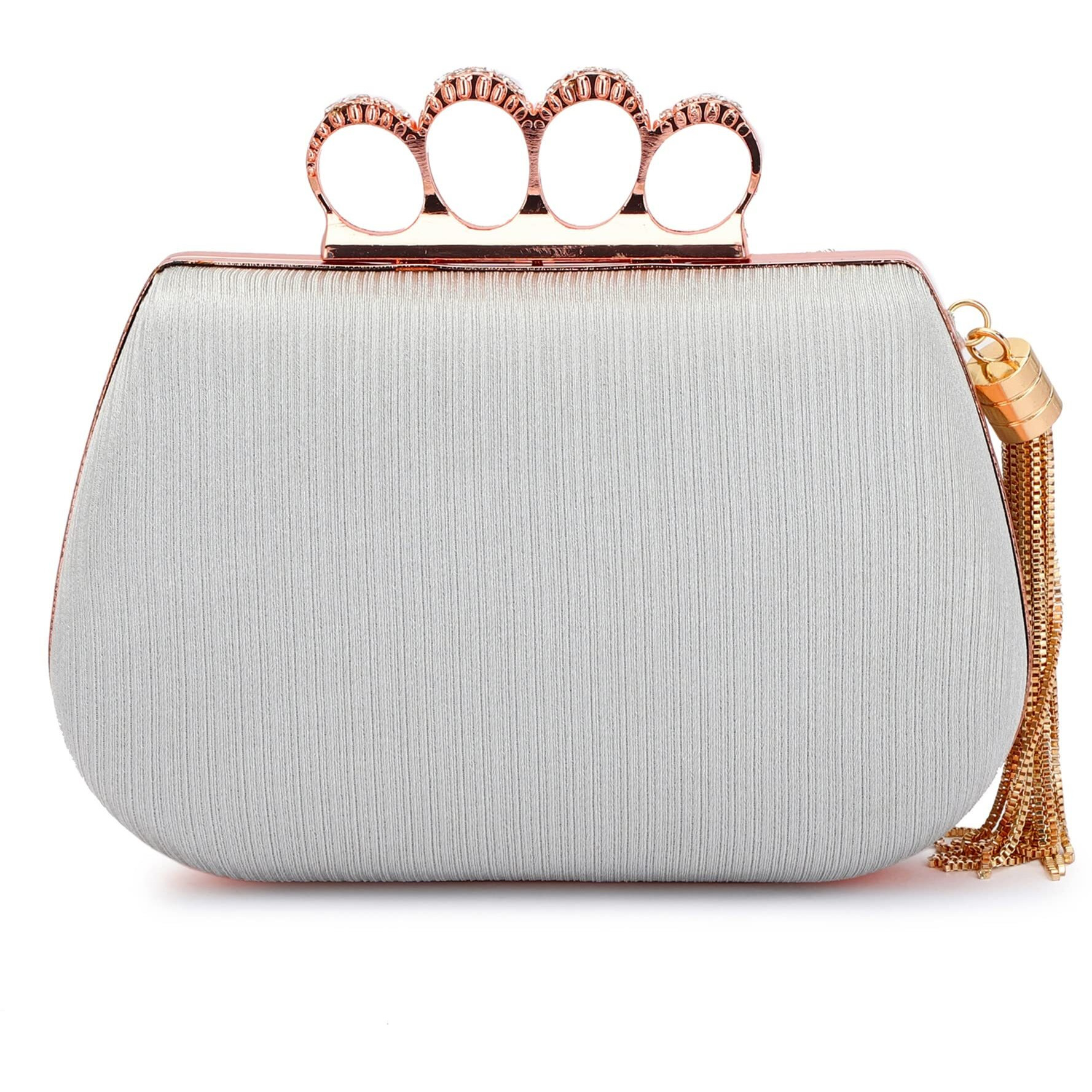 Tooba Handicraft Hand Beautiful Bling Box Clutch Bag 4 Ring Purse For Bridal, Casual, Wedding Bag For Women & Girls Bag For Women