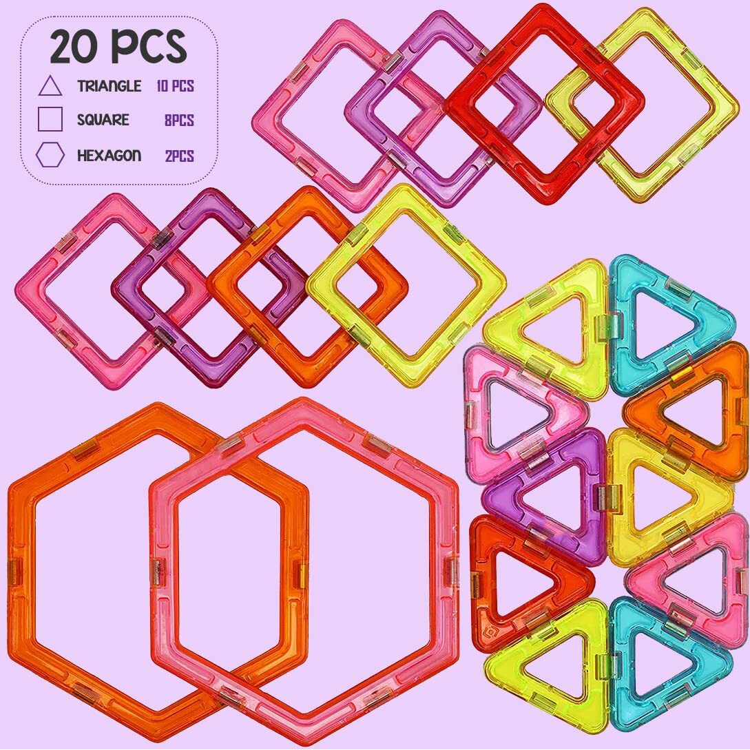 Wembley Magnetic Blocks For Kids Toys For 3+ Yrs Old Boys Girls|Magnetic Toys For Kids 4 5 6 7 8 9 10 Years Magnet Puzzle Game Toy For Kids -20 Pcs,Multicolor