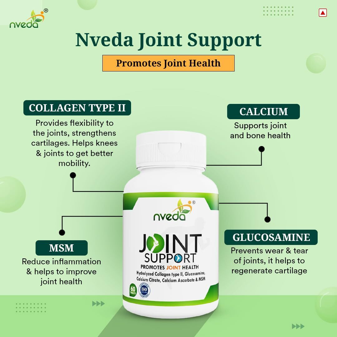 Nveda Joint Support For Keeping Joints Healthy Containing Collagen Type 2, Glucosamine, Calcium And Msm (60 Tablet)