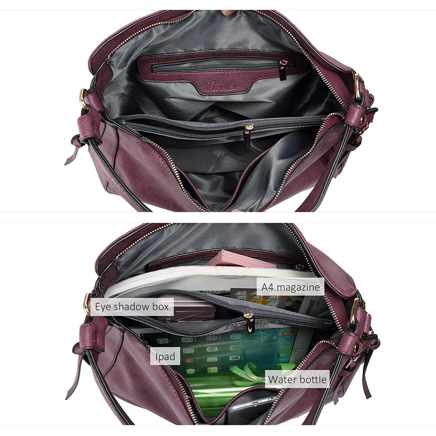 Inovera (Label) Faux Leather Women Handbags Shoulder Hobo Bag Ladies Big Purse With Long Strap (Wine)