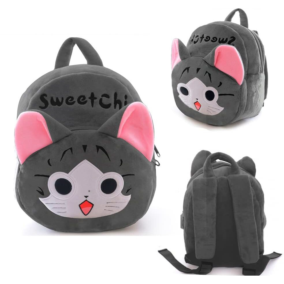 Frantic Kids Soft Cartoon Animal Travelling School Bag Soft Plush Velvet Standard Backpack Baby Girls Boys For 2 To 5 Years Baby/Boys/Girls Nursery, Picnic,Preschool(Grey Switchi) Medium,10 Litres
