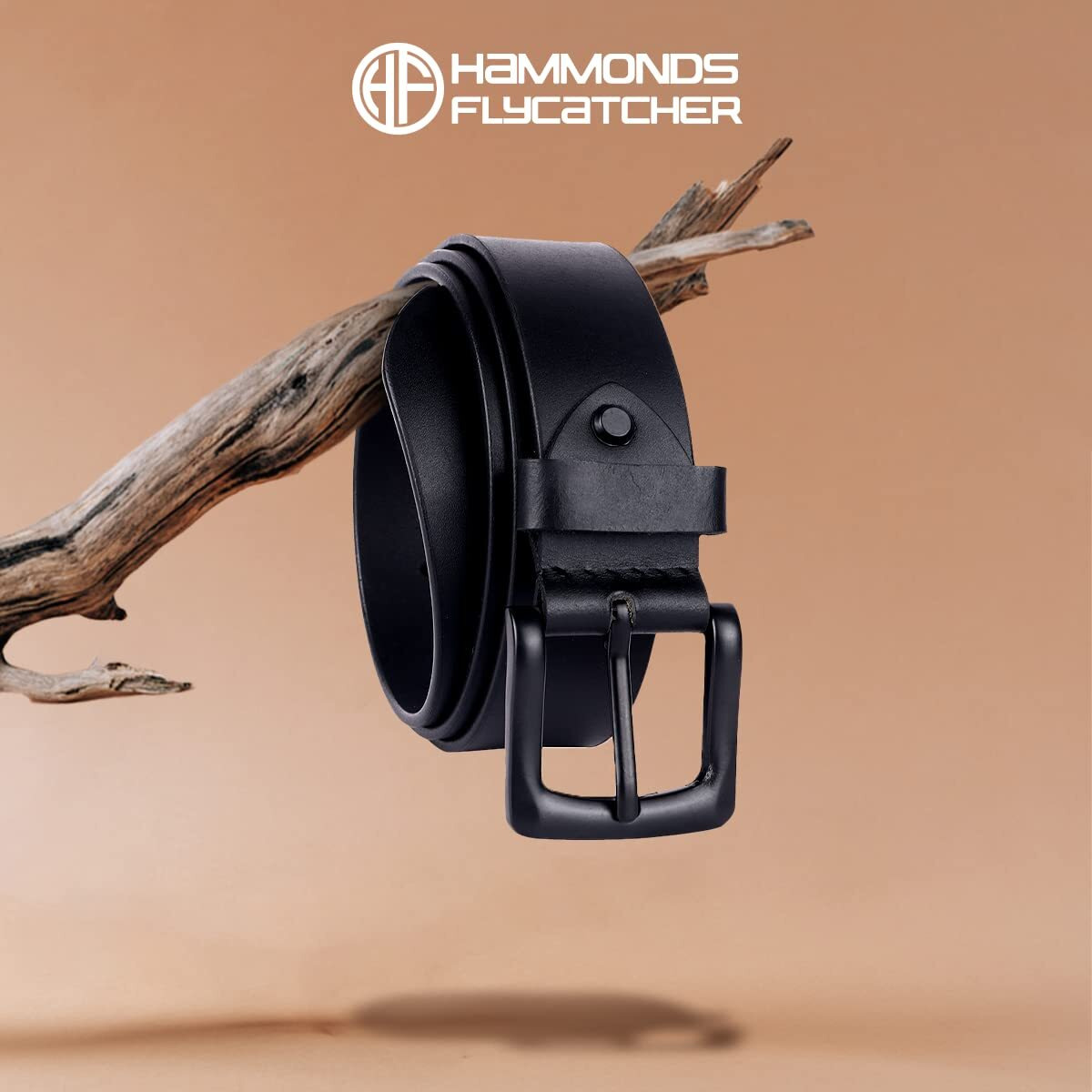 Hammonds Flycatcher Genuine Leather Belt For Men, Formal Belt For Men, Mens Belt Adjustable Up To 46 Inches, 1.5 Inch Width, Zinc Casted Buckle, Stylish Casual Belt For Men - Black