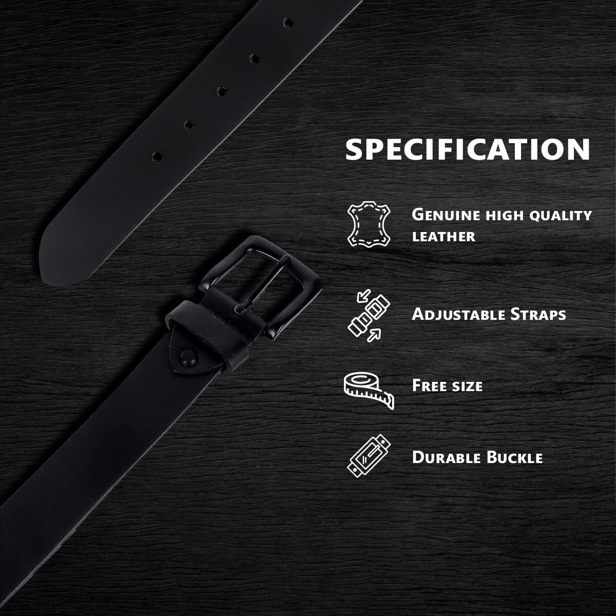 Hammonds Flycatcher Genuine Leather Belt For Men, Formal Belt For Men, Mens Belt Adjustable Up To 46 Inches, 1.5 Inch Width, Zinc Casted Buckle, Stylish Casual Belt For Men - Black