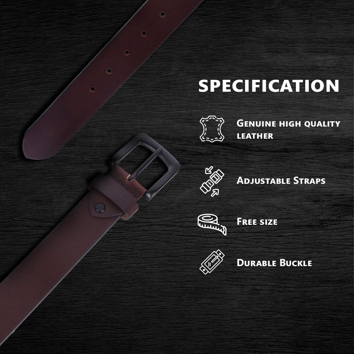 Hammonds Flycatcher Genuine Leather Belt For Men, Formal Belt For Men, Mens Belt Adjustable Up To 46 Inches, 1.5 Inch Width, Zinc Casted Buckle, Stylish Casual Belt For Men - Brown