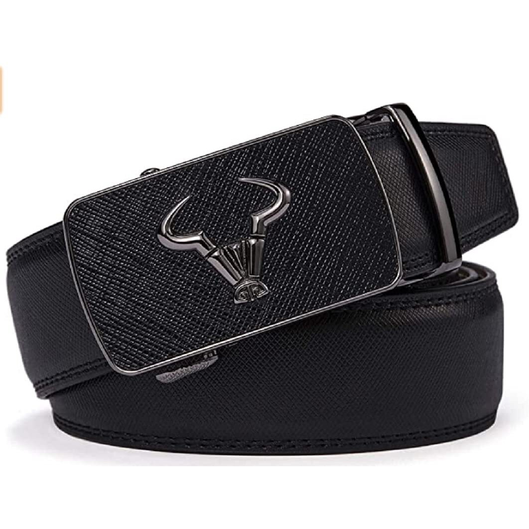 Contacts Genuine Leather Belt For Men With Autolock Buckle - Micro Adjustable Belt Fit Everywhere | Formal & Casual | Elegant Gift Box (Black Saffiano)