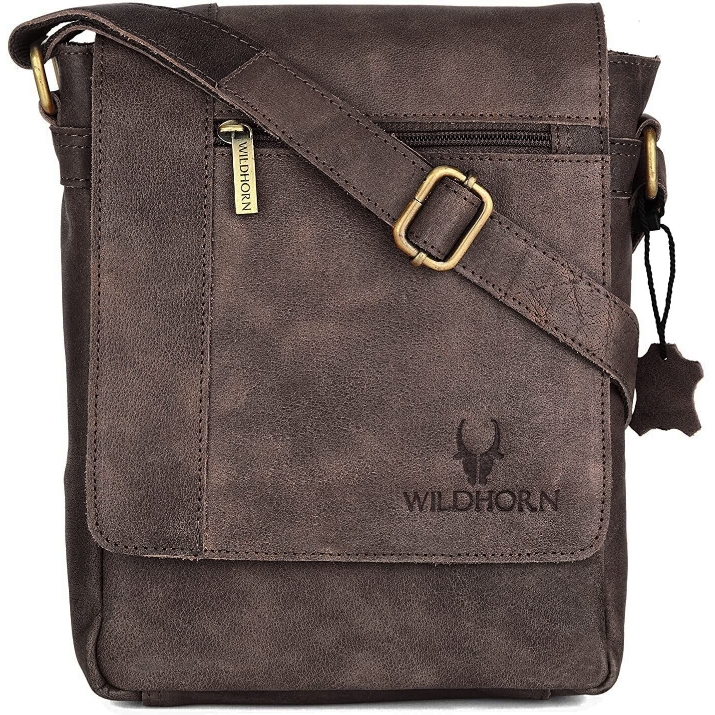 Wildhorn Leather Sling Messenger Bag For Men I Multipurpose Crossbody Bag I Travel Bag With Adjustable Strap I Idimension L- 8 Inch H- 10.5 Inch W- 2.75 Inch