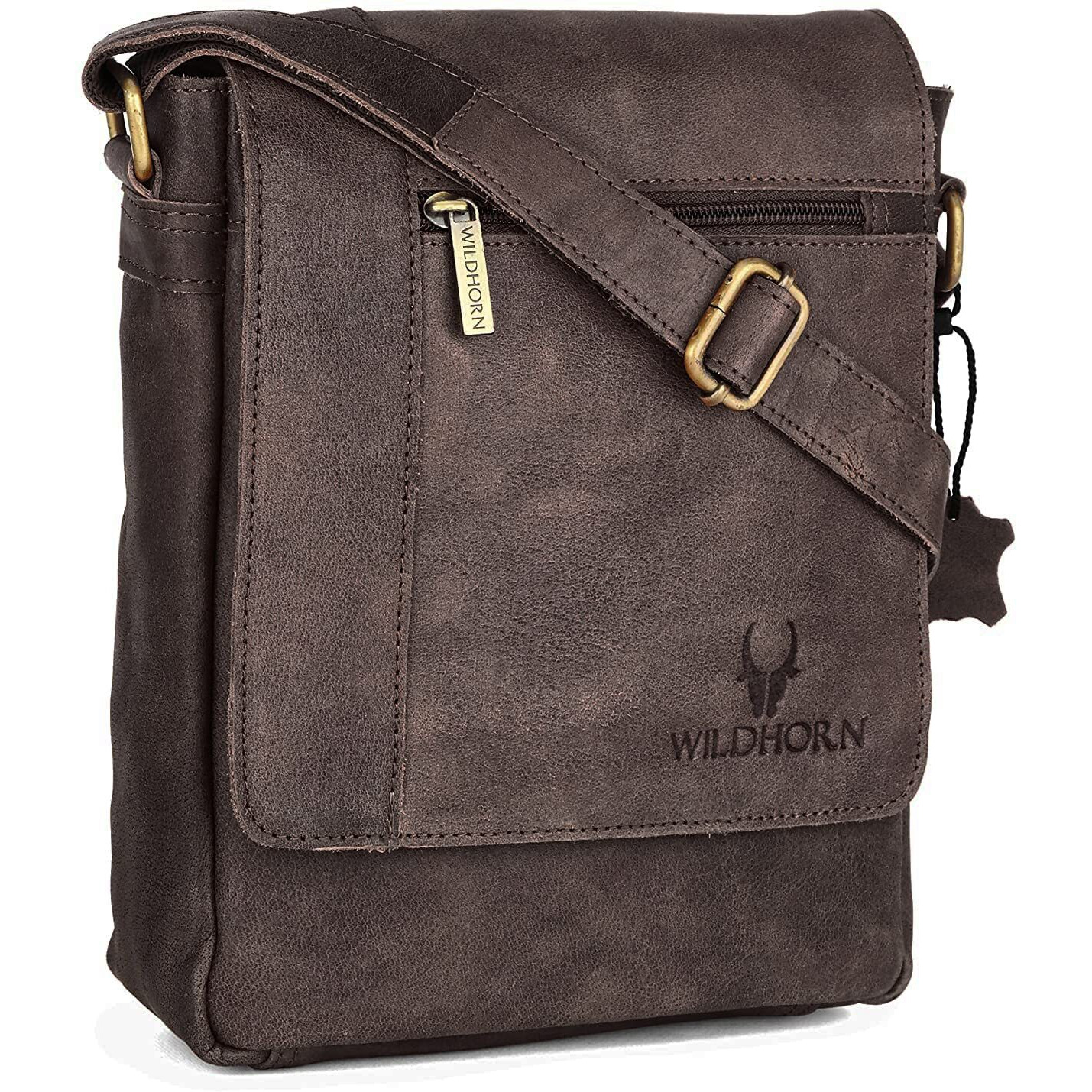 Wildhorn Leather Sling Messenger Bag For Men I Multipurpose Crossbody Bag I Travel Bag With Adjustable Strap I Idimension L- 8 Inch H- 10.5 Inch W- 2.75 Inch
