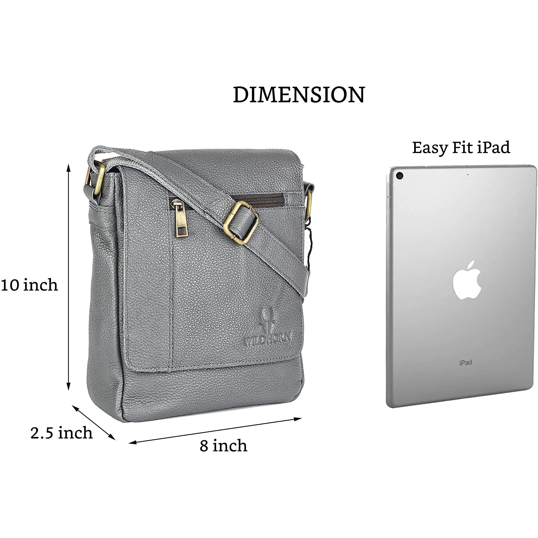 Wildhorn Leather Sling Messenger Bag For Men I Multipurpose Crossbody Bag I Travel Bag With Adjustable Strap I Idimension L- 8 Inch H- 10.5 Inch W- 2.75 Inch