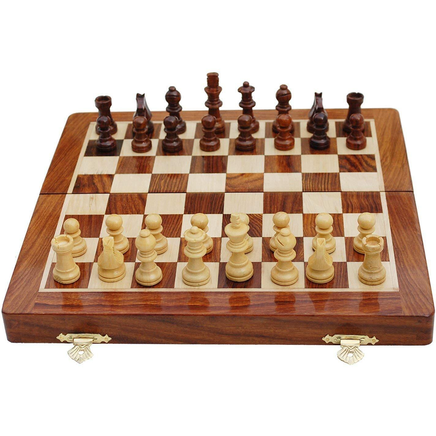 Bcbestchess Limited Edition Wooden Handcrafted Folding Magnetic Chess Board With Extra Queens For Kid, Adult (18 X18 Inches)