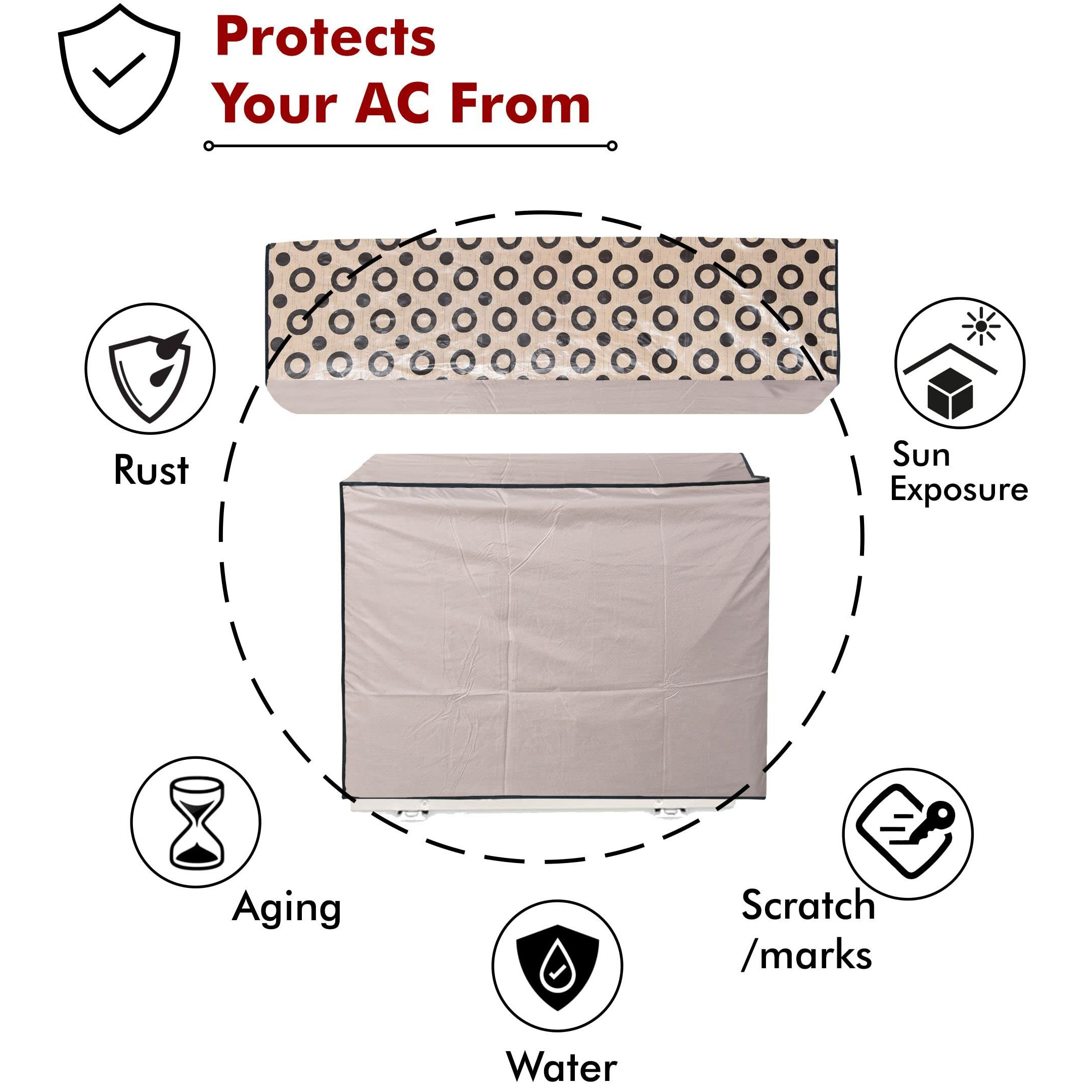 Yellow Weaves 100% Waterproof And Dust Proof Split Ac Cover For 1.5 To 2.0 Ton - Brown, Polyvinyl Chloride (Pvc)